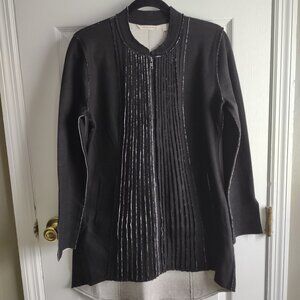 Soft Surroundings - cardigan sweater jacket - pleated, raw seams - zip front NWT